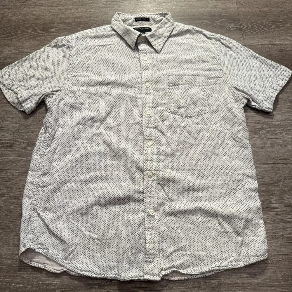 Banana Republic Shirt Men Large White Cotton Short Sleeve Standard Fit Casual